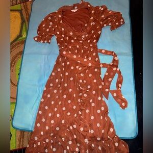 Burnt Orange Polka Dot Dress